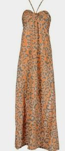 Stefanel Orange & Tan Sleeveless Sun Dress